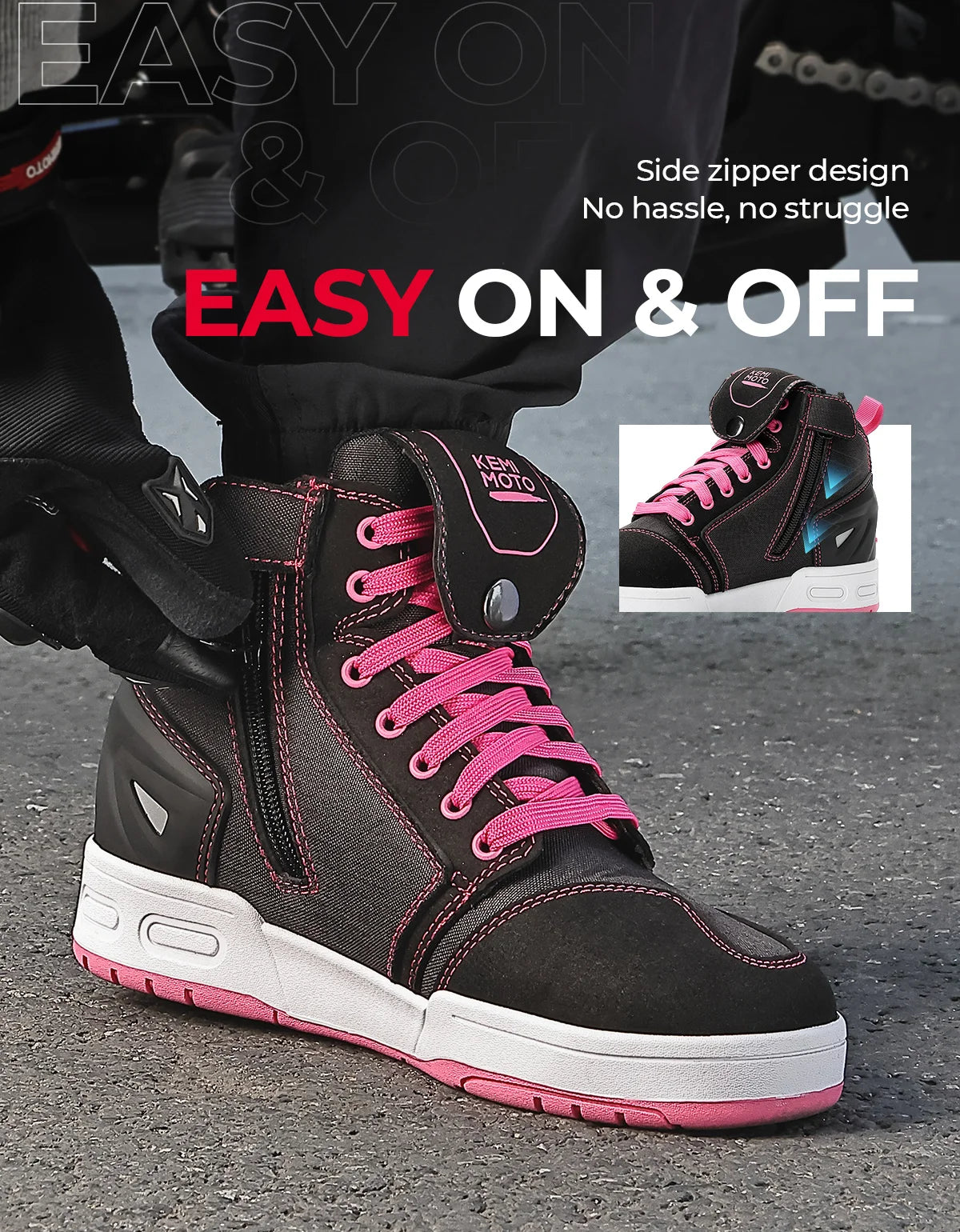 Women’s Motobike Shoes – Ankle & Toe Reinforced Safety