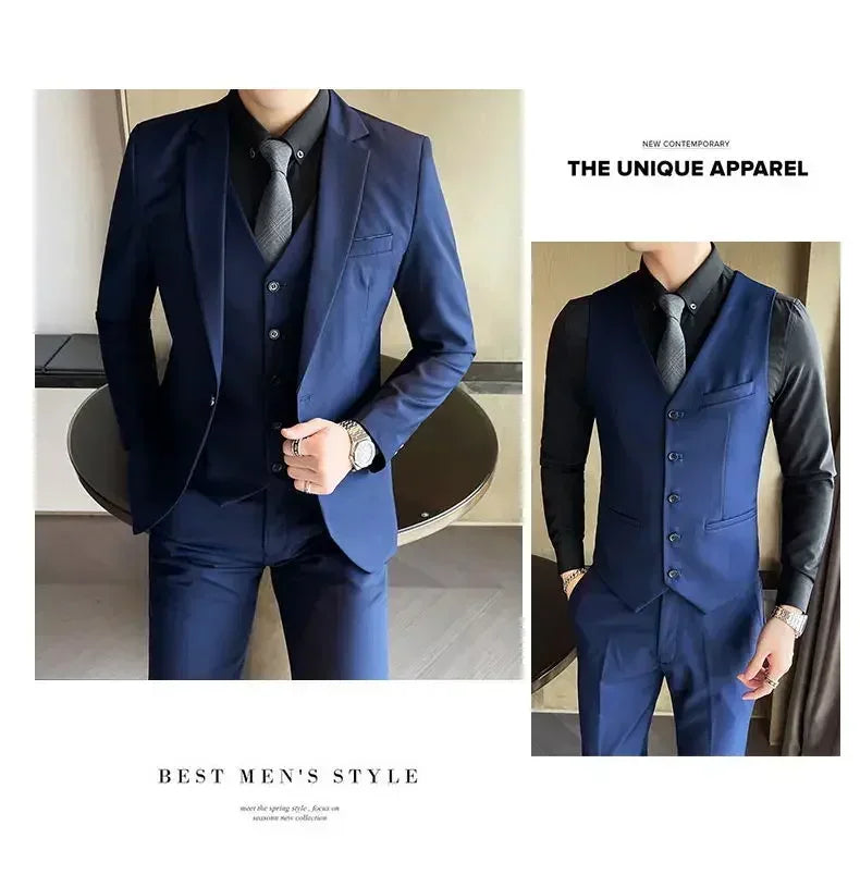 AMEHE Men’s Fashion 3-Piece Business & Formal Suit (S–9XL)
