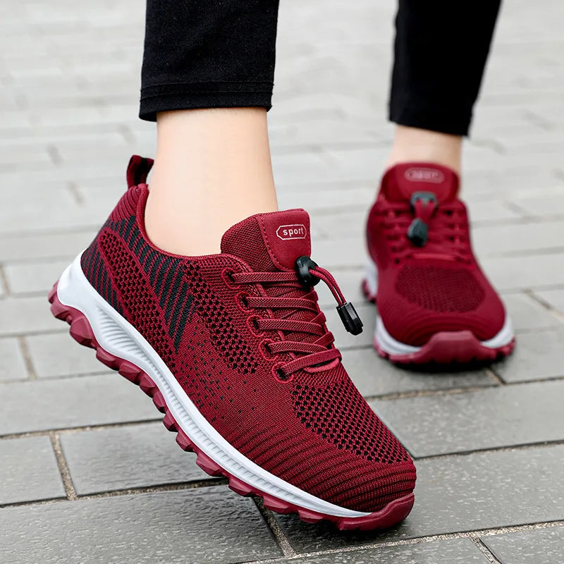 Women’s Platform Lace-Up Sneakers – Casual Running & Vulcanized Shoes