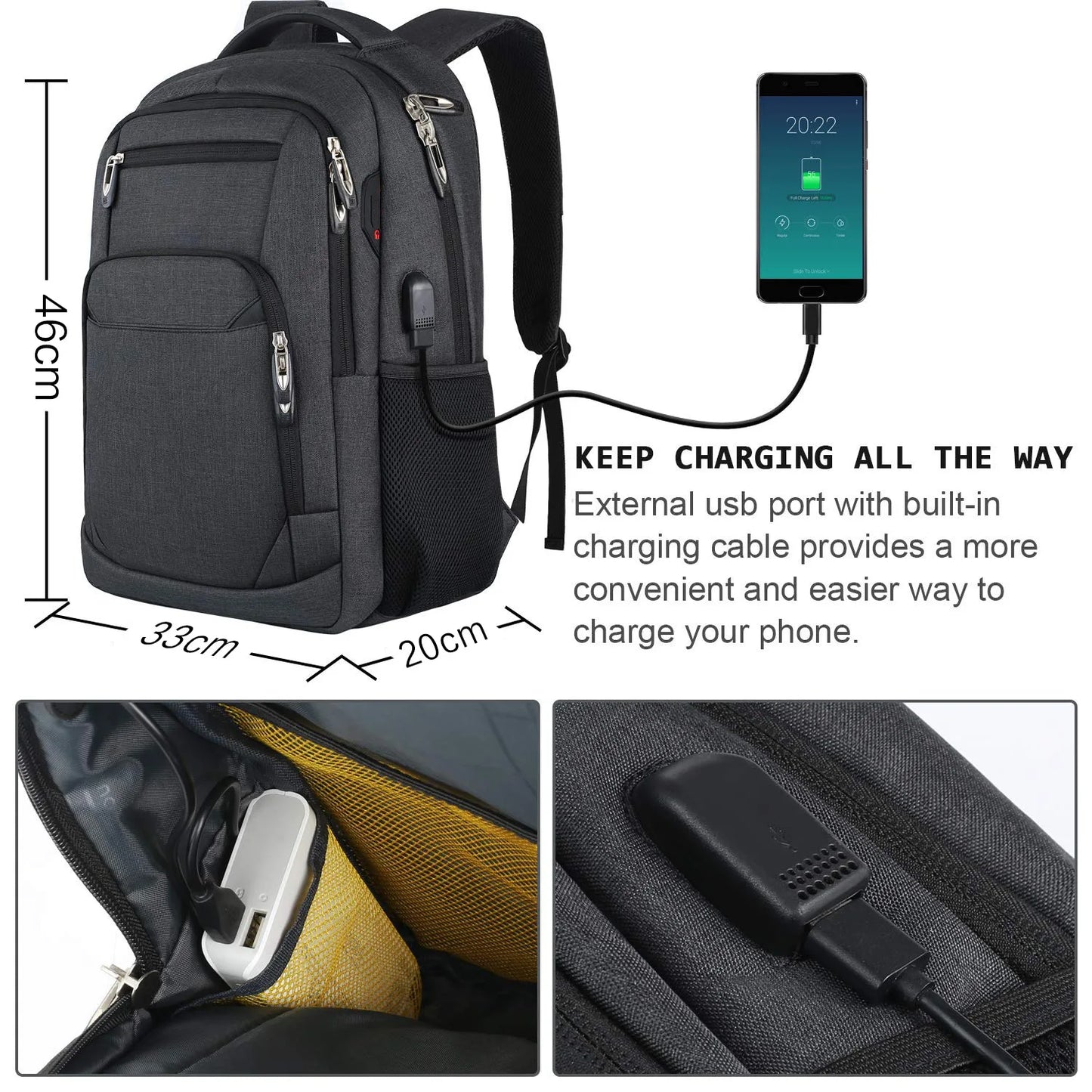 Men's Ergonomic Waterproof Travel Backpack