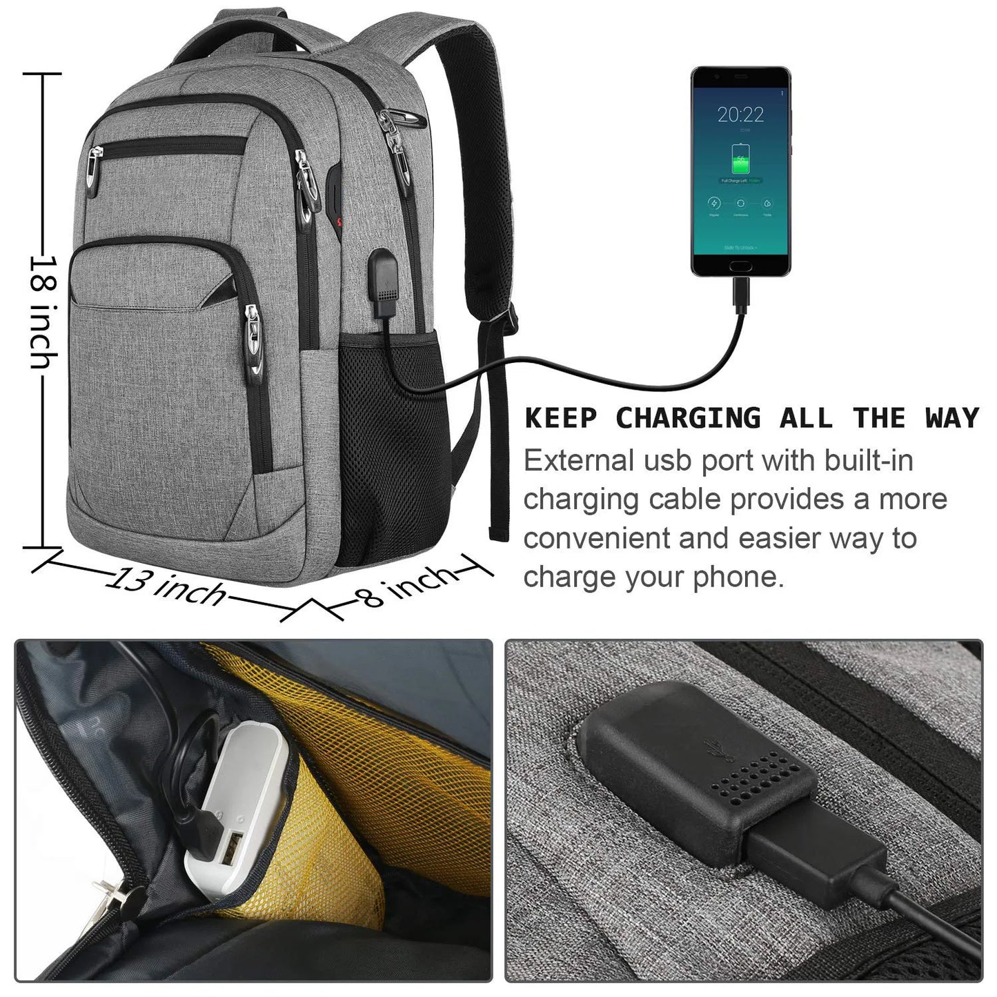 Men's Ergonomic Waterproof Travel Backpack