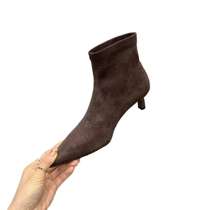 Ladies’ Fashion Ankle Boots – Solid Color, Back Zipper