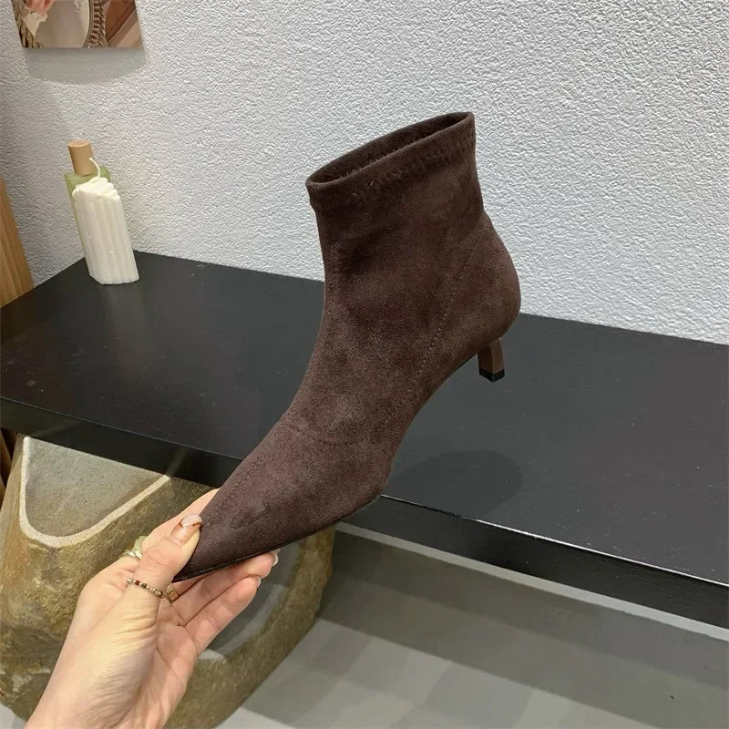Ladies’ Fashion Ankle Boots – Solid Color, Back Zipper
