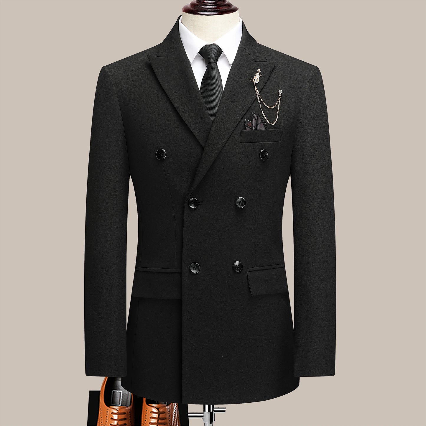 AMEHE Men’s 2-Piece Business Suit – Lapel Collar