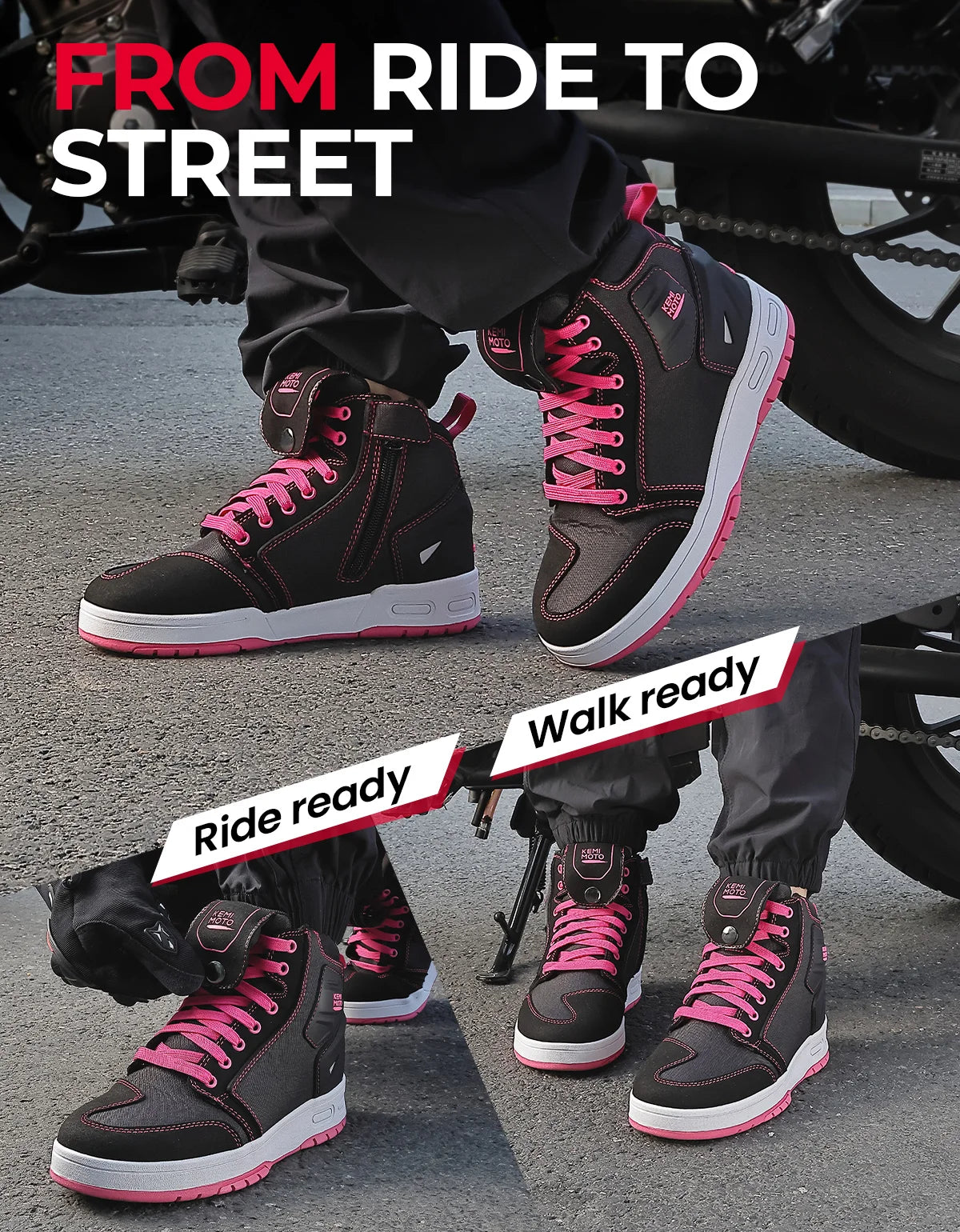 Women’s Motobike Shoes – Ankle & Toe Reinforced Safety