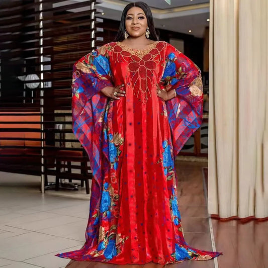 Women’s African Print Maxi Dress – Elegant Dashiki-Inspired Boubou & Abaya Style Gown