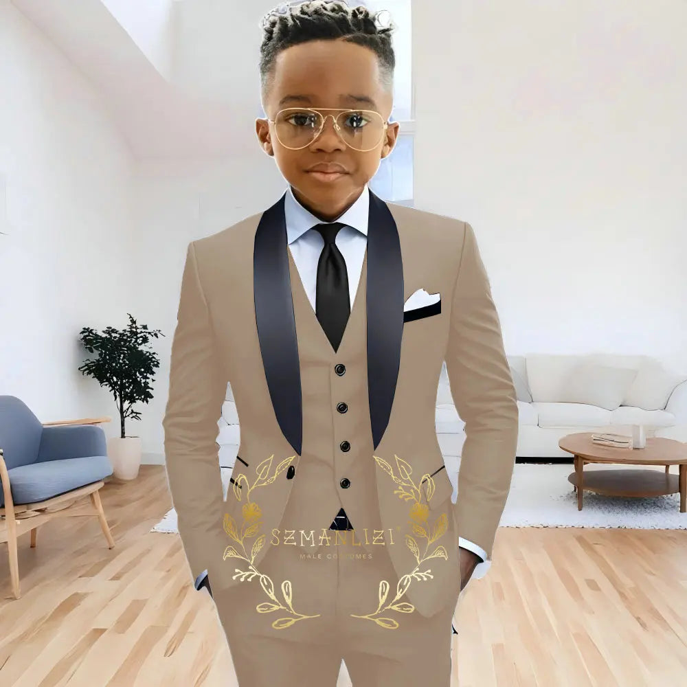 AMEHE Boys’ 3-Piece Navy Blue Formal Suit