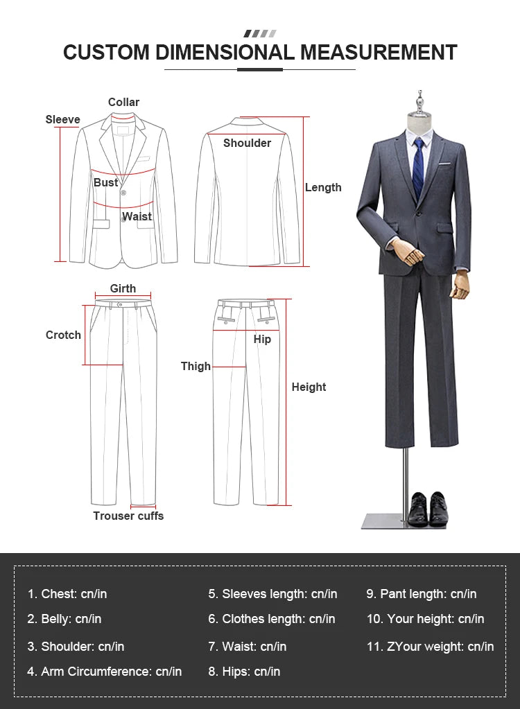 AMEHE Men’s 2-Piece Business Suit – Lapel Collar