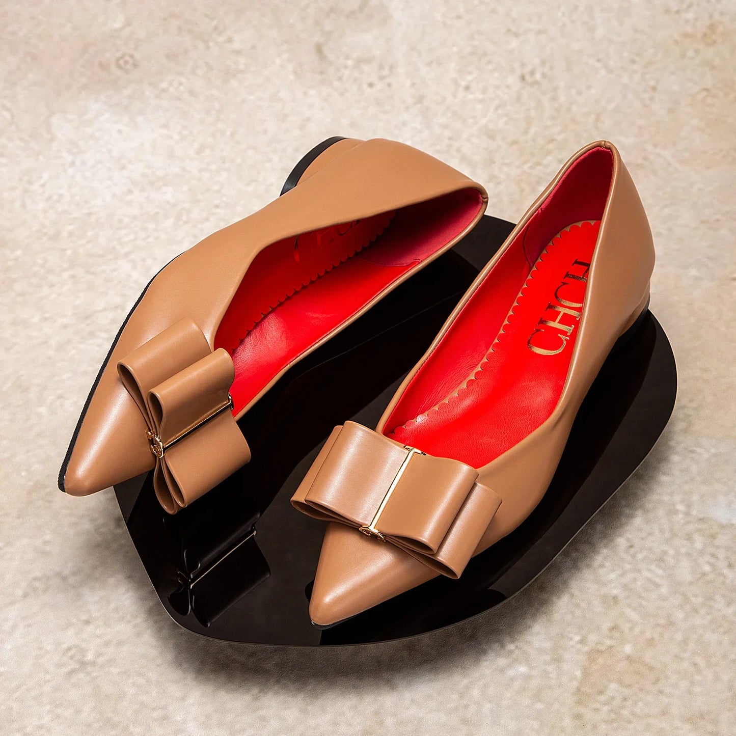 Women’s Fashion Flats – PU Leather, Bowknot Design