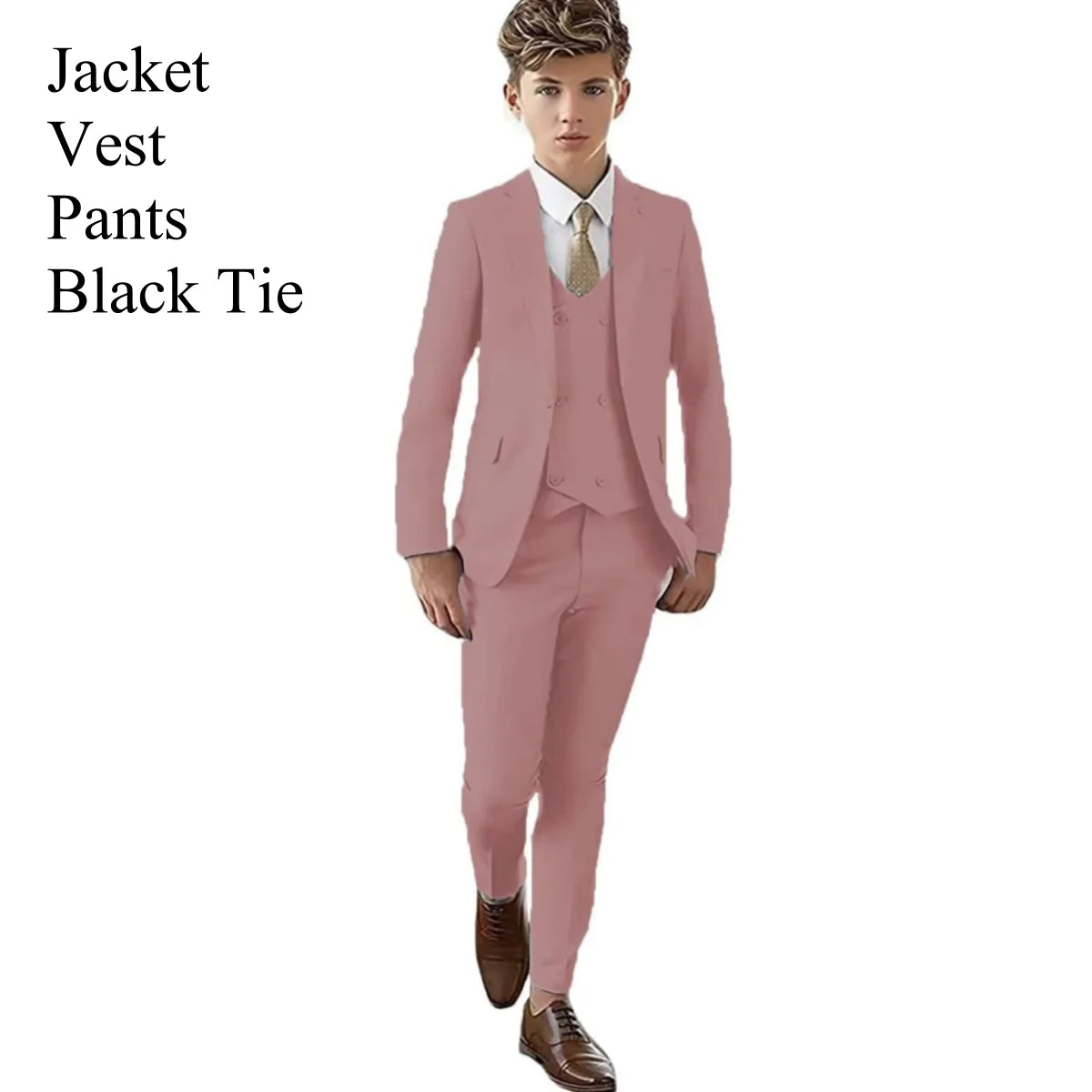 AMEHE Boys’ Paisley 4-Piece Suit – Blazer, Vest & Pants