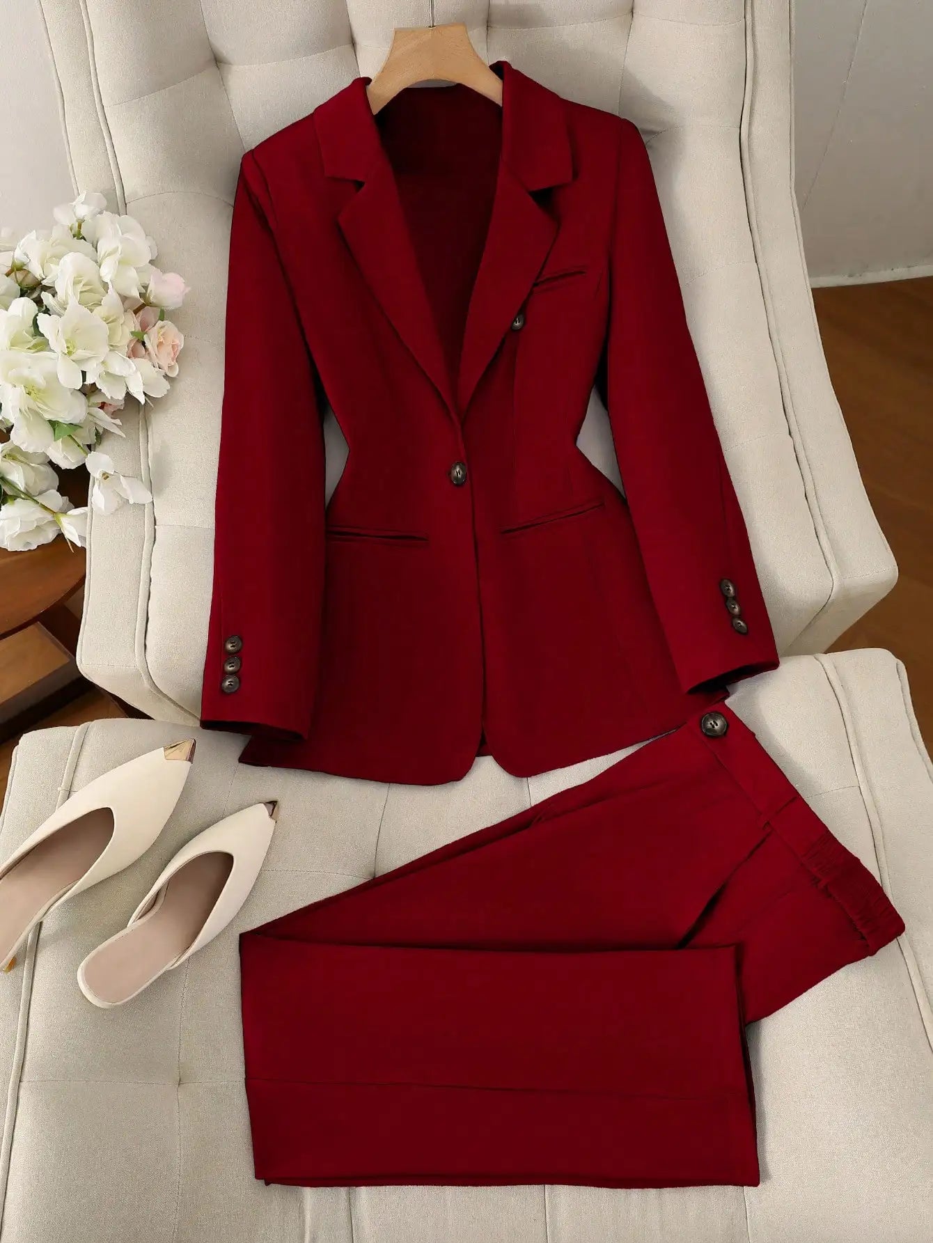 AMEHE Women’s Single-Breasted 2-Piece Suit Set