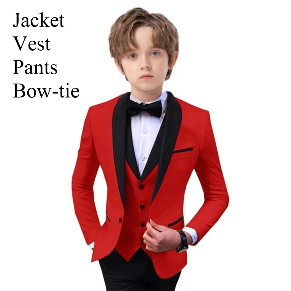 AMEHE Boys’ Paisley 4-Piece Suit – Blazer, Vest & Pants