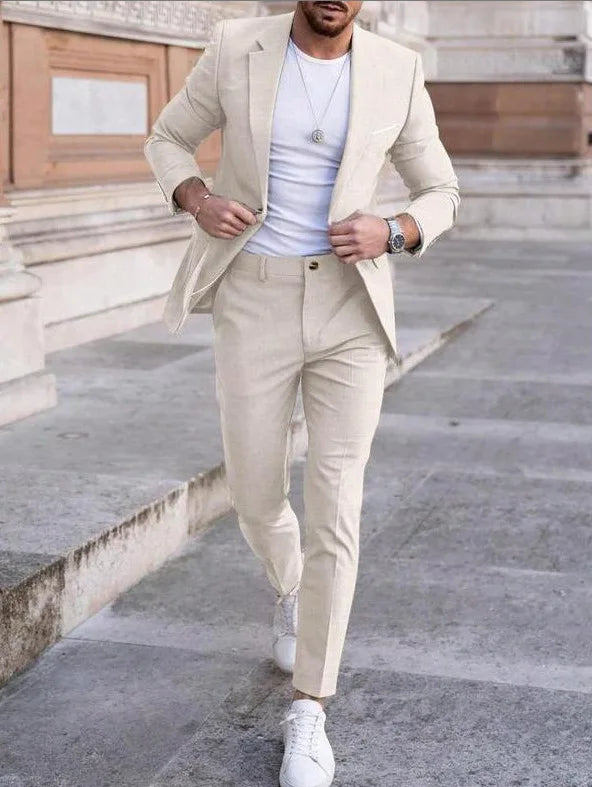 AMEHE Men’s Slim 2-Piece Formal Suit – Spring to Winter