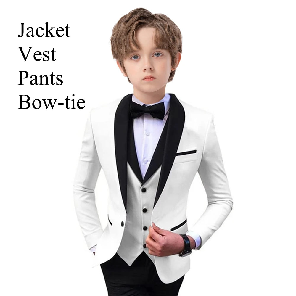 AMEHE Boys’ Paisley 4-Piece Suit – Blazer, Vest & Pants