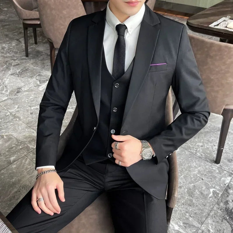 AMEHE Men’s Fashion 3-Piece Business & Formal Suit (S–9XL)