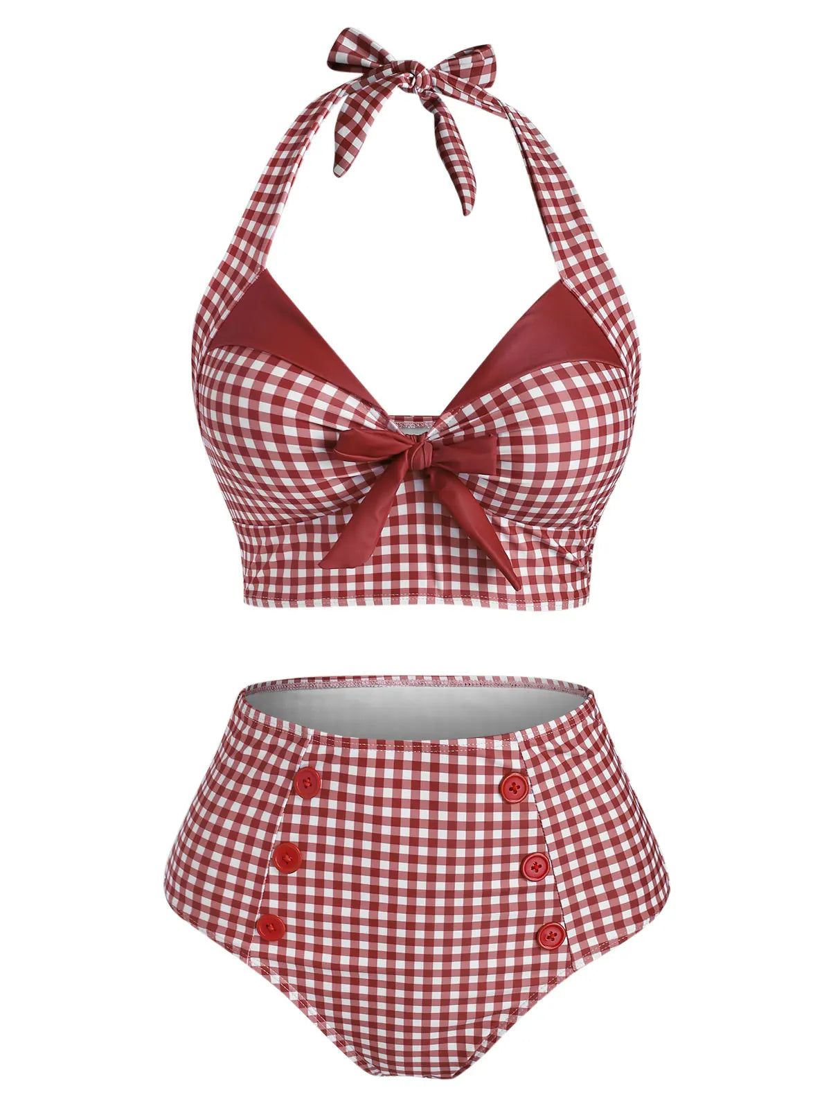 AMEHE Women's Plaid Tummy Control Tankini Swimsuit