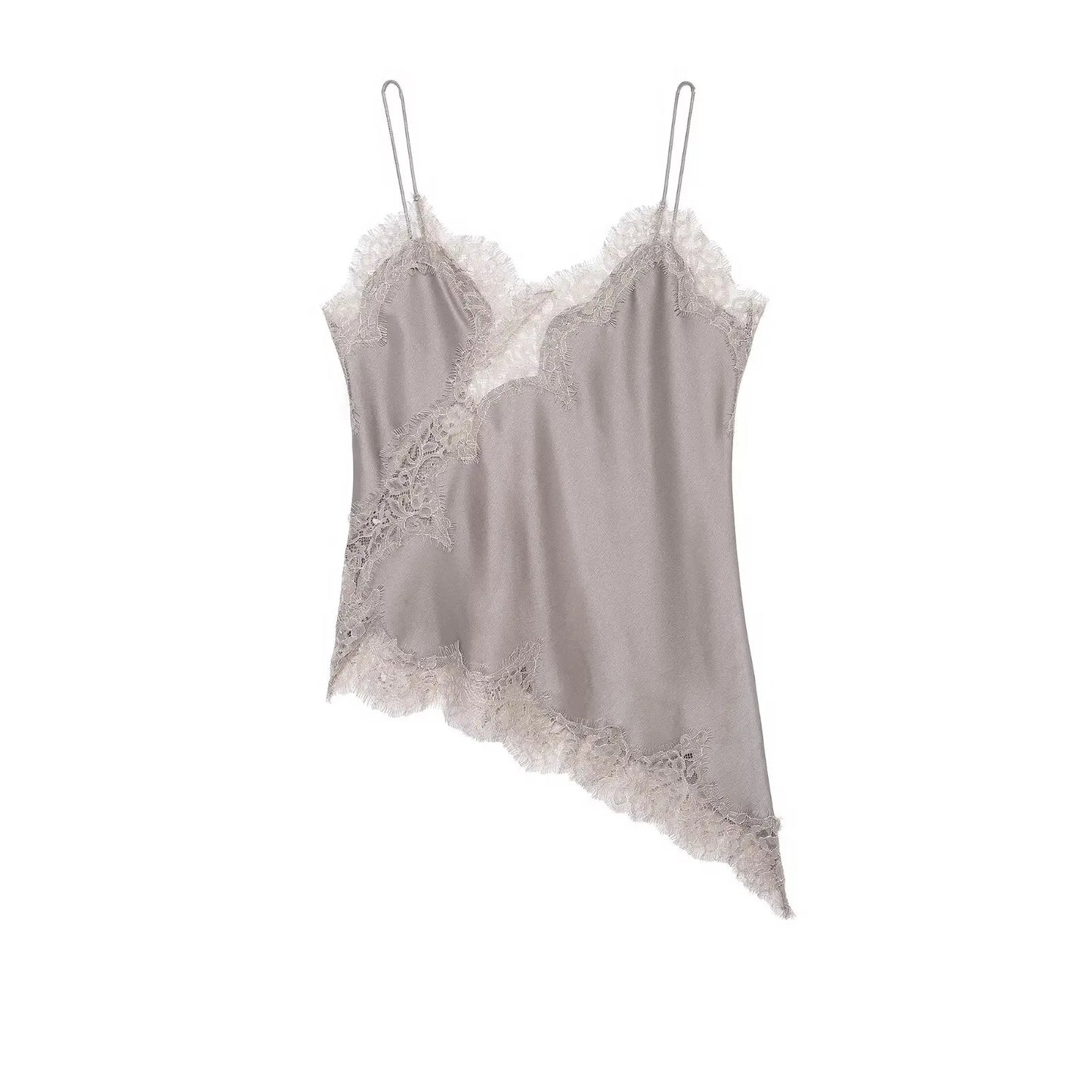 AMEHE Women's Asymmetrical Lace Backless Off-Shoulder Camisole Top