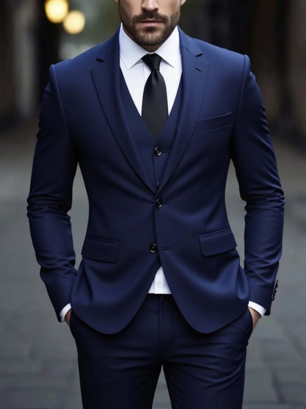 AMEHE Men’s White Anti-Stick, No-Iron 3-Piece Suit