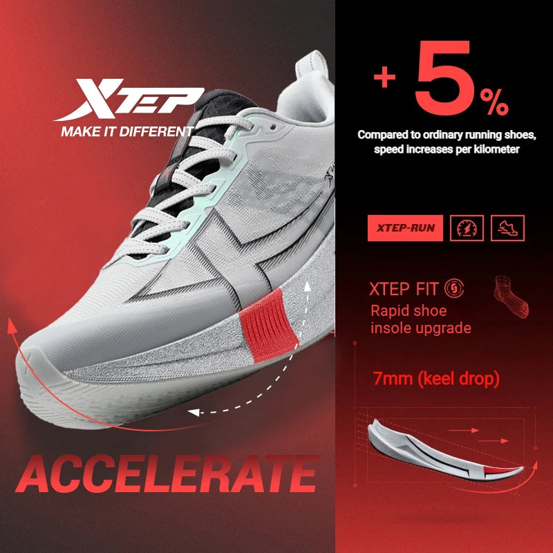 XTEP 2000KM 5.0 Running Shoes – Lightweight Cushioned Durable Sneakers for Jogging, Walking, Training & Everyday Wear (Wear-Resistant Performance Shoe)
