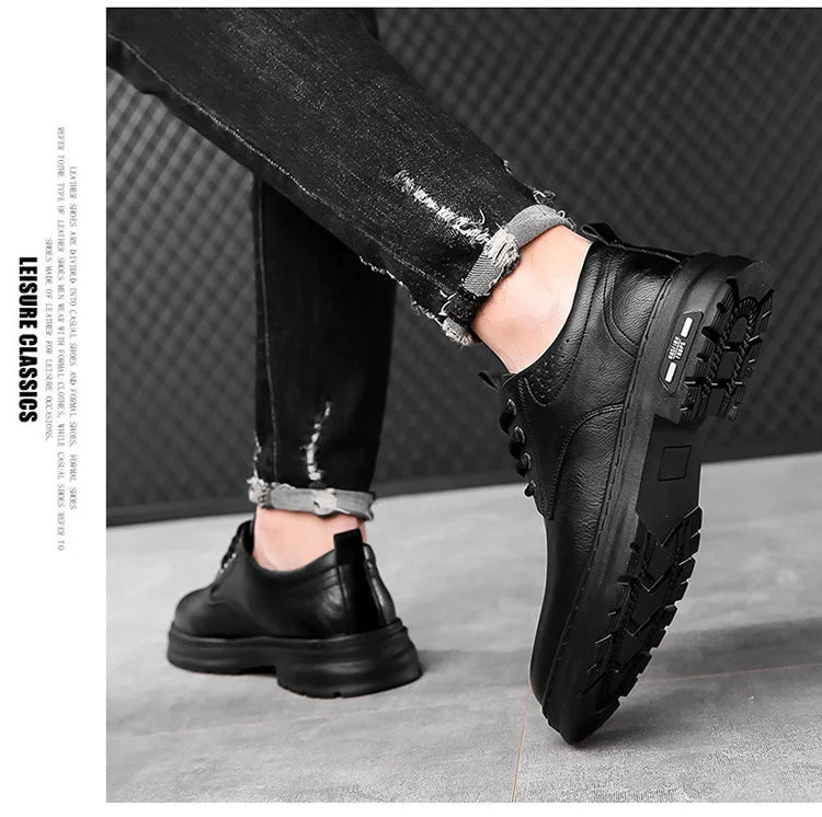 Men’s Retro Platform Loafers – Spring/Autumn Casual Shoes