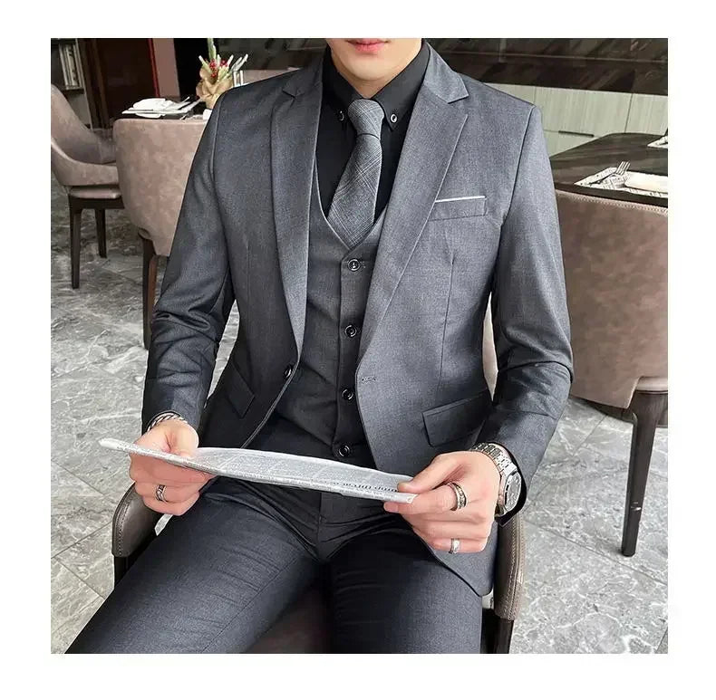 AMEHE Men’s Fashion 3-Piece Business & Formal Suit (S–9XL)