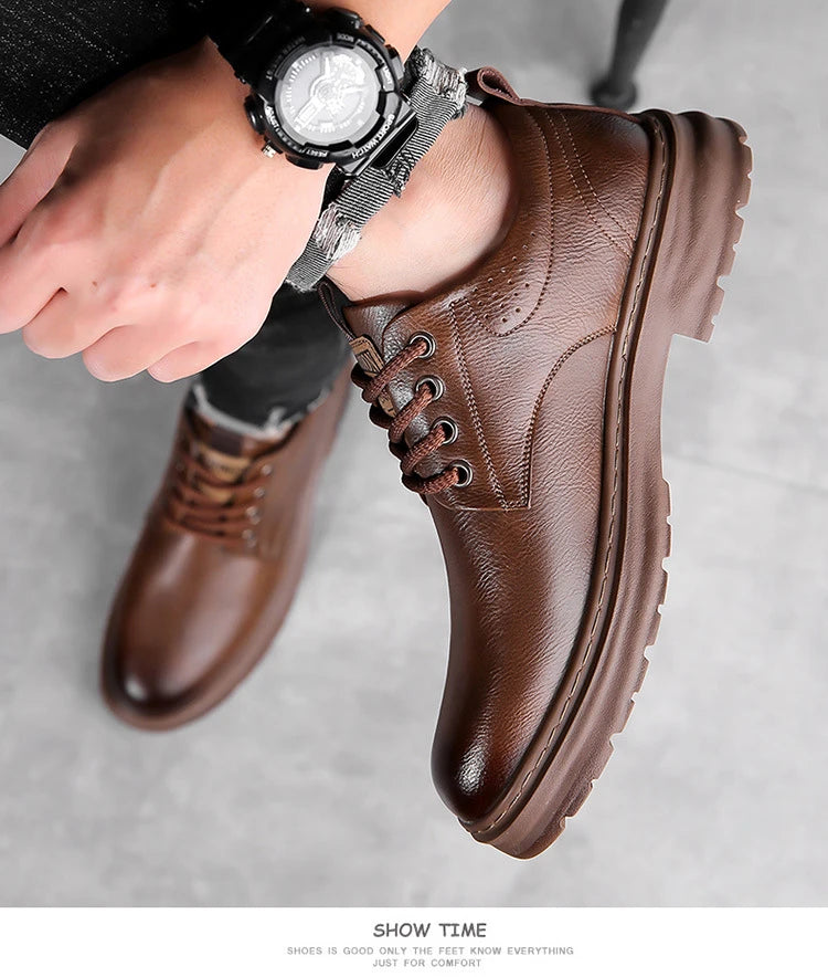 Men’s Retro Platform Loafers – Spring/Autumn Casual Shoes