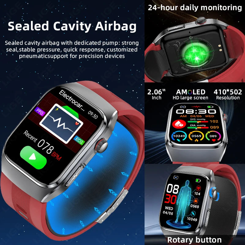 Smart Health Watch with ECG & Blood Pressure Monitoring – AMOLED Fitness Tracker Bracelet
