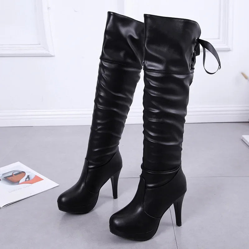 Ladies’ Autumn Boots – Soft Leather, Red Sole Luxury