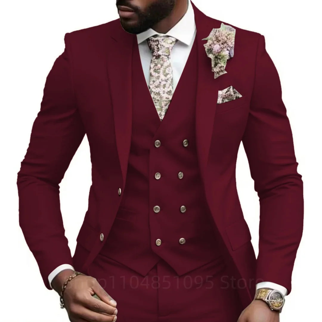 AMEHE Cool high quality 3Pcs Elegant Suits for Men