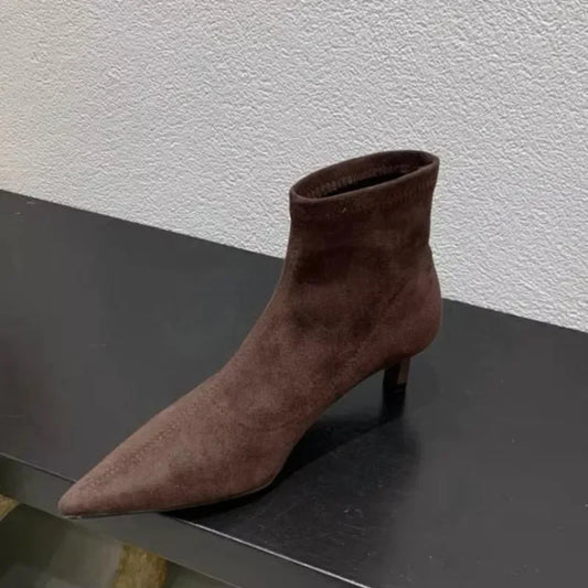 Ladies’ Fashion Ankle Boots – Solid Color, Back Zipper