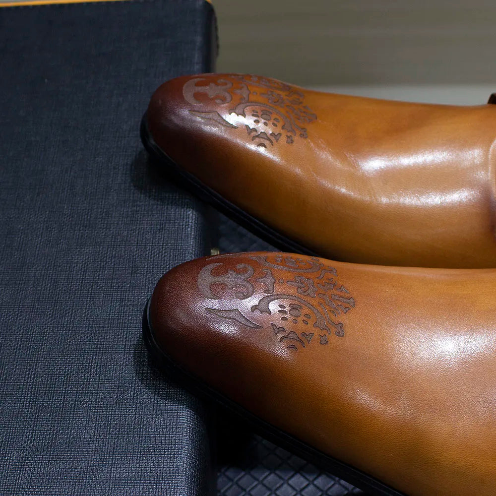 Elegant Men’s Oxford Derby Shoes – Genuine Leather, Pointed Toe