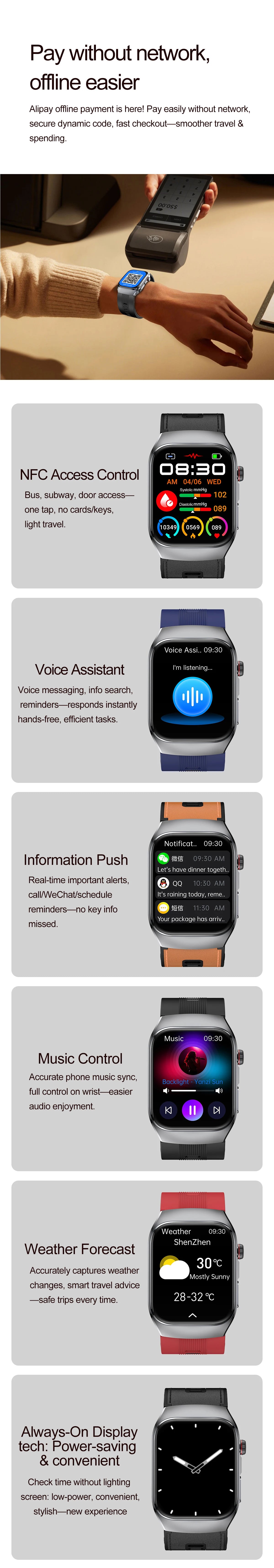 Smart Health Watch with ECG & Blood Pressure Monitoring – AMOLED Fitness Tracker Bracelet