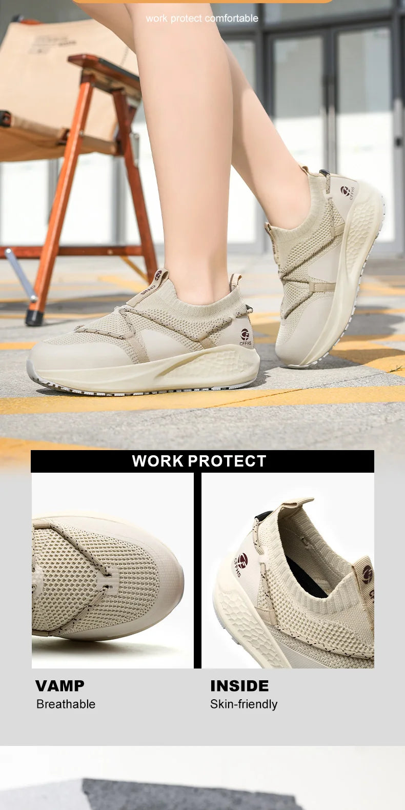 Platform Steel Toe Safety Shoes – Comfortable Work Sneakers