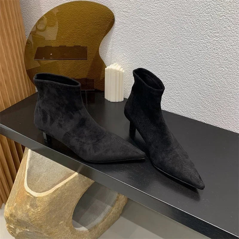 Ladies’ Fashion Ankle Boots – Solid Color, Back Zipper