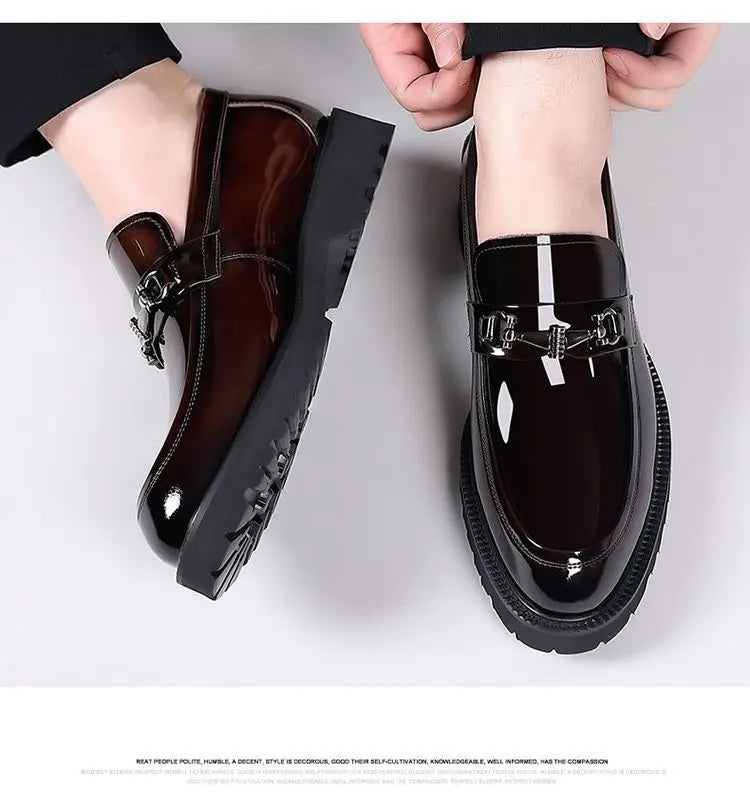 Classic Men’s Office Shoes – Shiny Round-Toe Dress Shoes