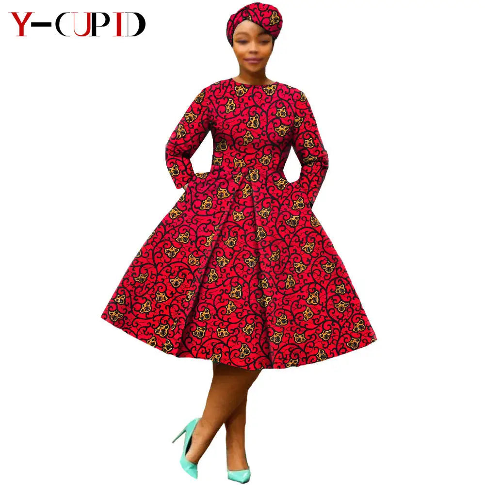 African Matching Couple Outfits | Dress, Headwrap & Men’s Dashiki Set