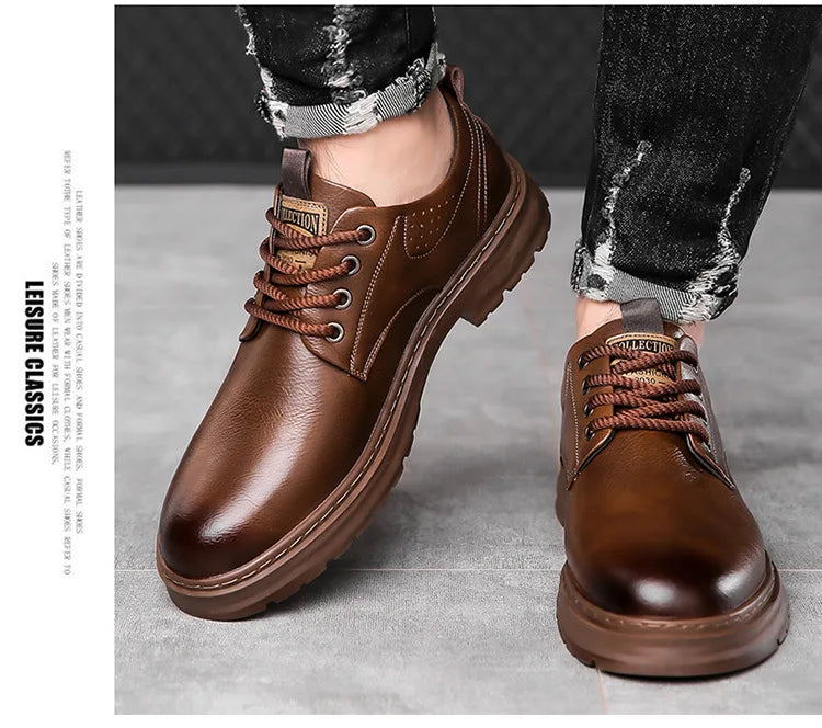 Men’s Retro Platform Loafers – Spring/Autumn Casual Shoes