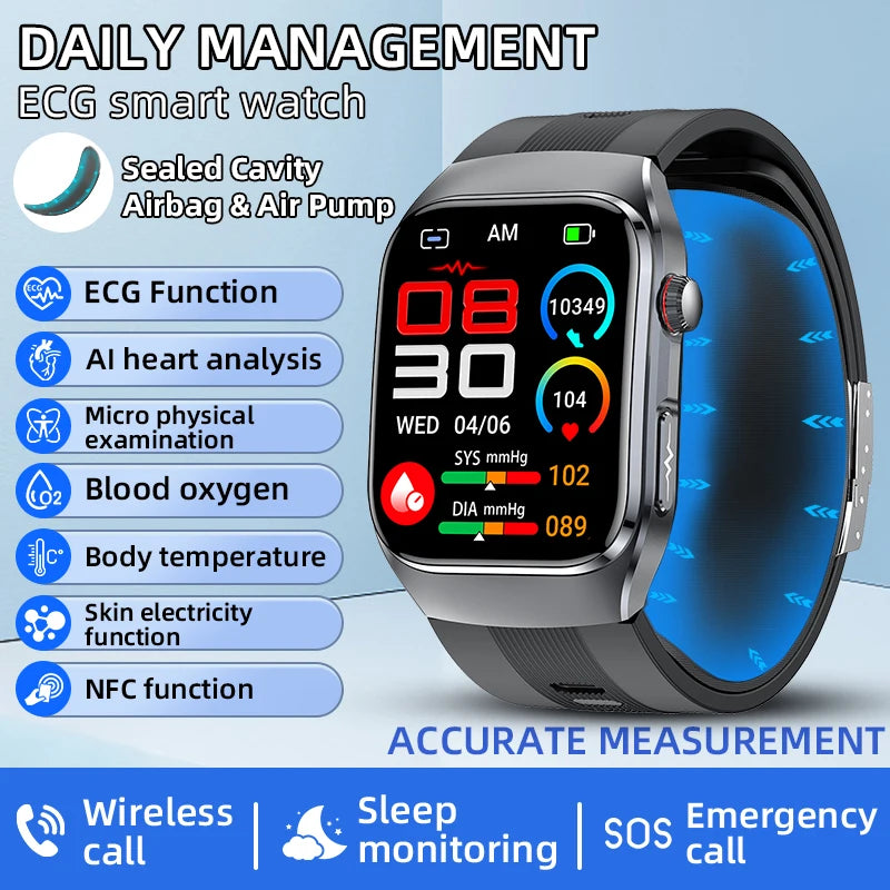 Smart Health Watch with ECG & Blood Pressure Monitoring – AMOLED Fitness Tracker Bracelet