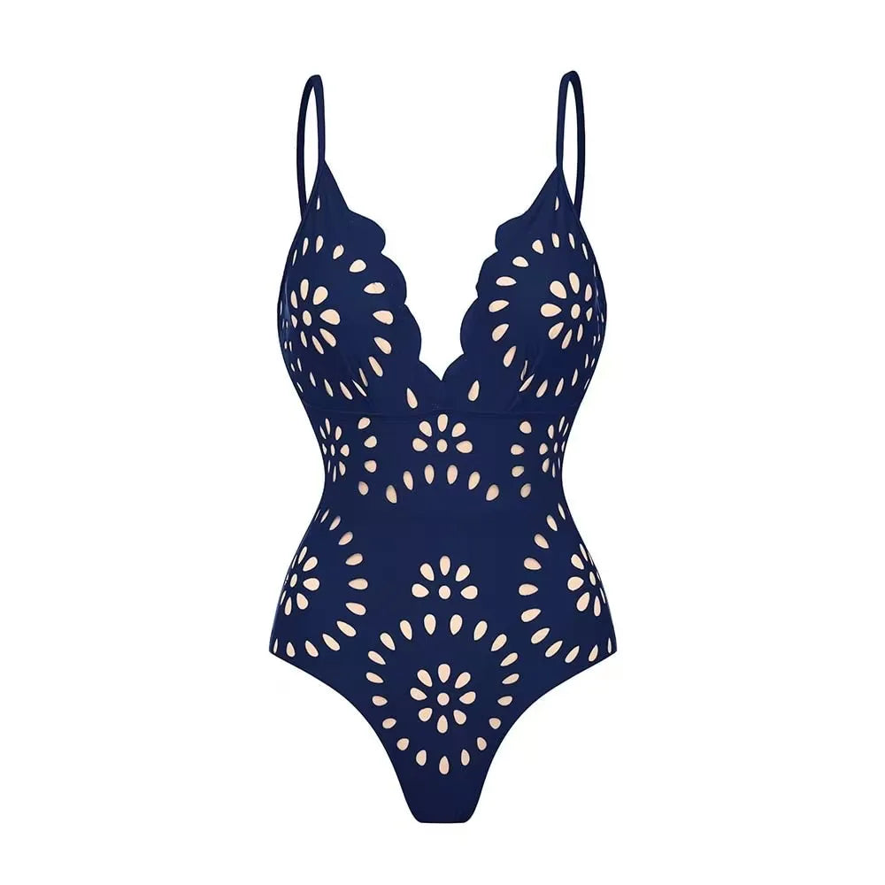 AMEHE Women's Lace Hollow-Out Backless Two-Piece Swimsuit