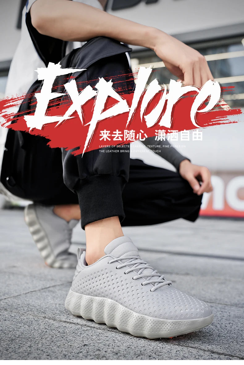Men’s Cushioned Running Shoes – Breathable Thick Sole Non-Slip Sneakers
