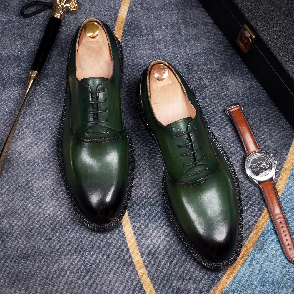 Men’s Formal Office Shoes – Solid Color Oxford Leather