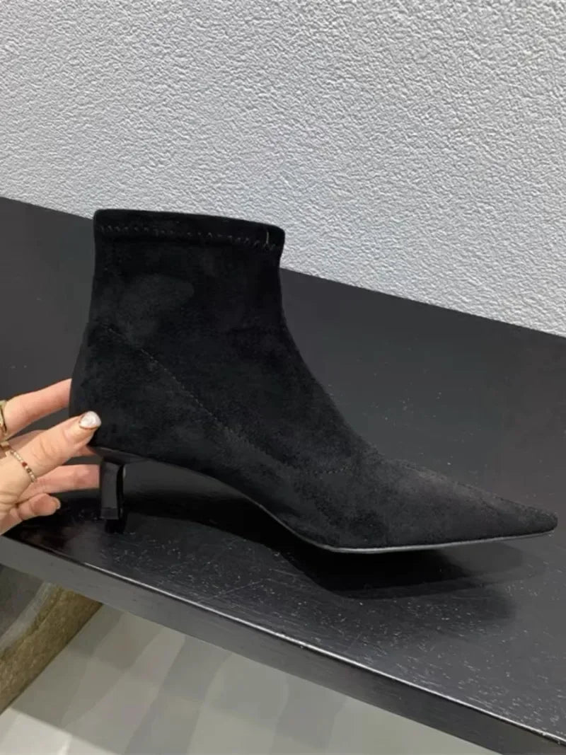 Ladies’ Fashion Ankle Boots – Solid Color, Back Zipper