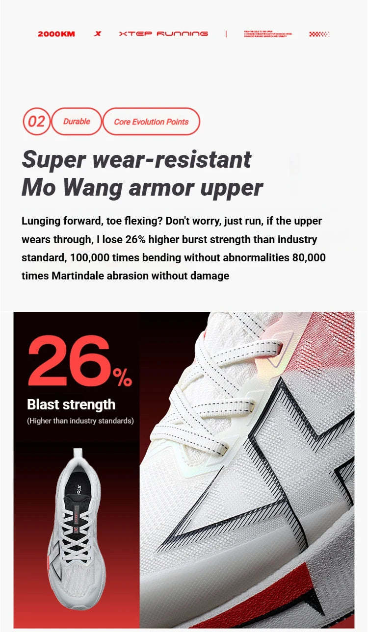 XTEP 2000KM 5.0 Running Shoes – Lightweight Cushioned Durable Sneakers for Jogging, Walking, Training & Everyday Wear (Wear-Resistant Performance Shoe)