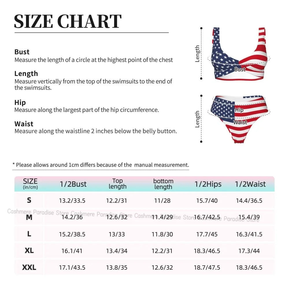 AMEHE USA Flag Print Push-Up Two-Piece Swimsuit