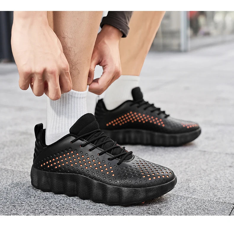 Men’s Cushioned Running Shoes – Breathable Thick Sole Non-Slip Sneakers
