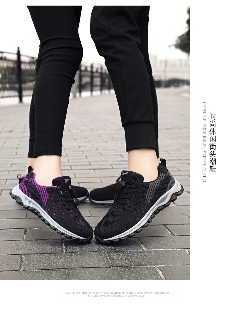 Women’s Platform Lace-Up Sneakers – Casual Running & Vulcanized Shoes