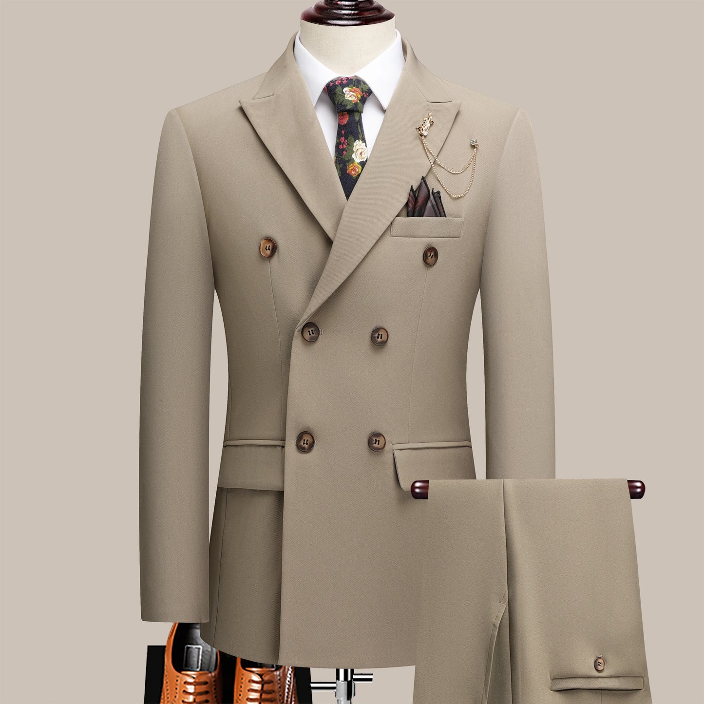 AMEHE Men’s 2-Piece Business Suit – Lapel Collar