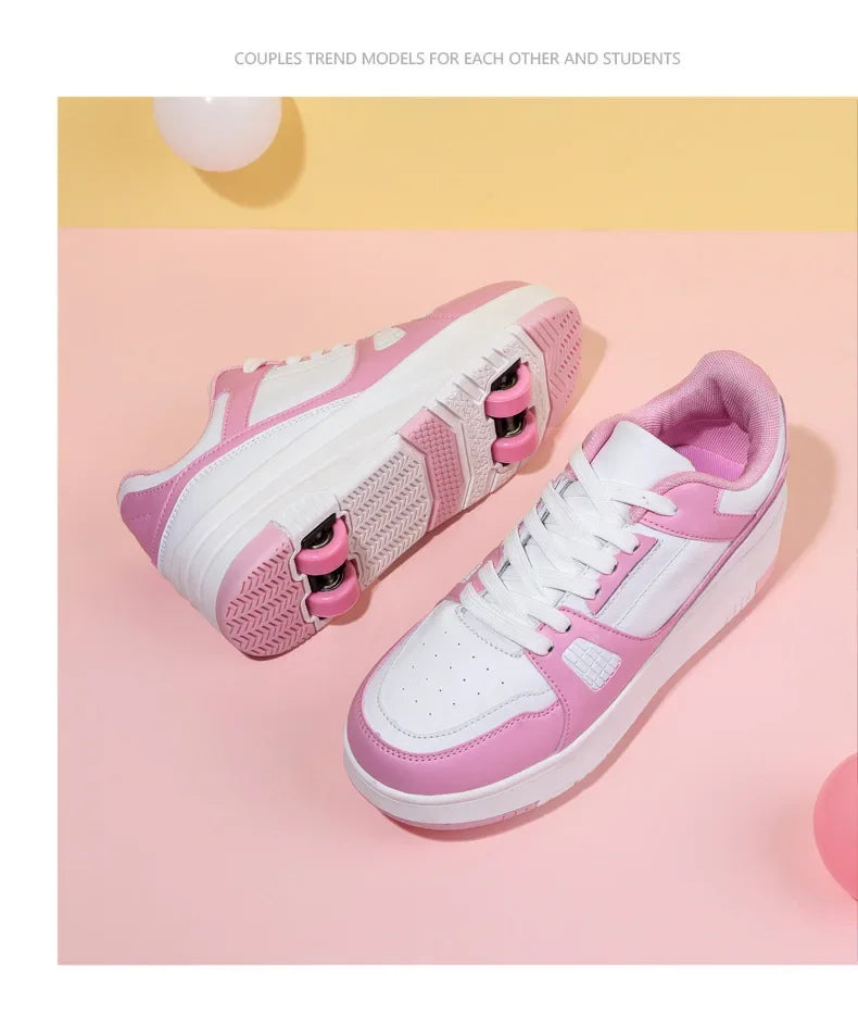 Boys & Girls 4-Wheel Skate Sneakers – Fashionable & Fun