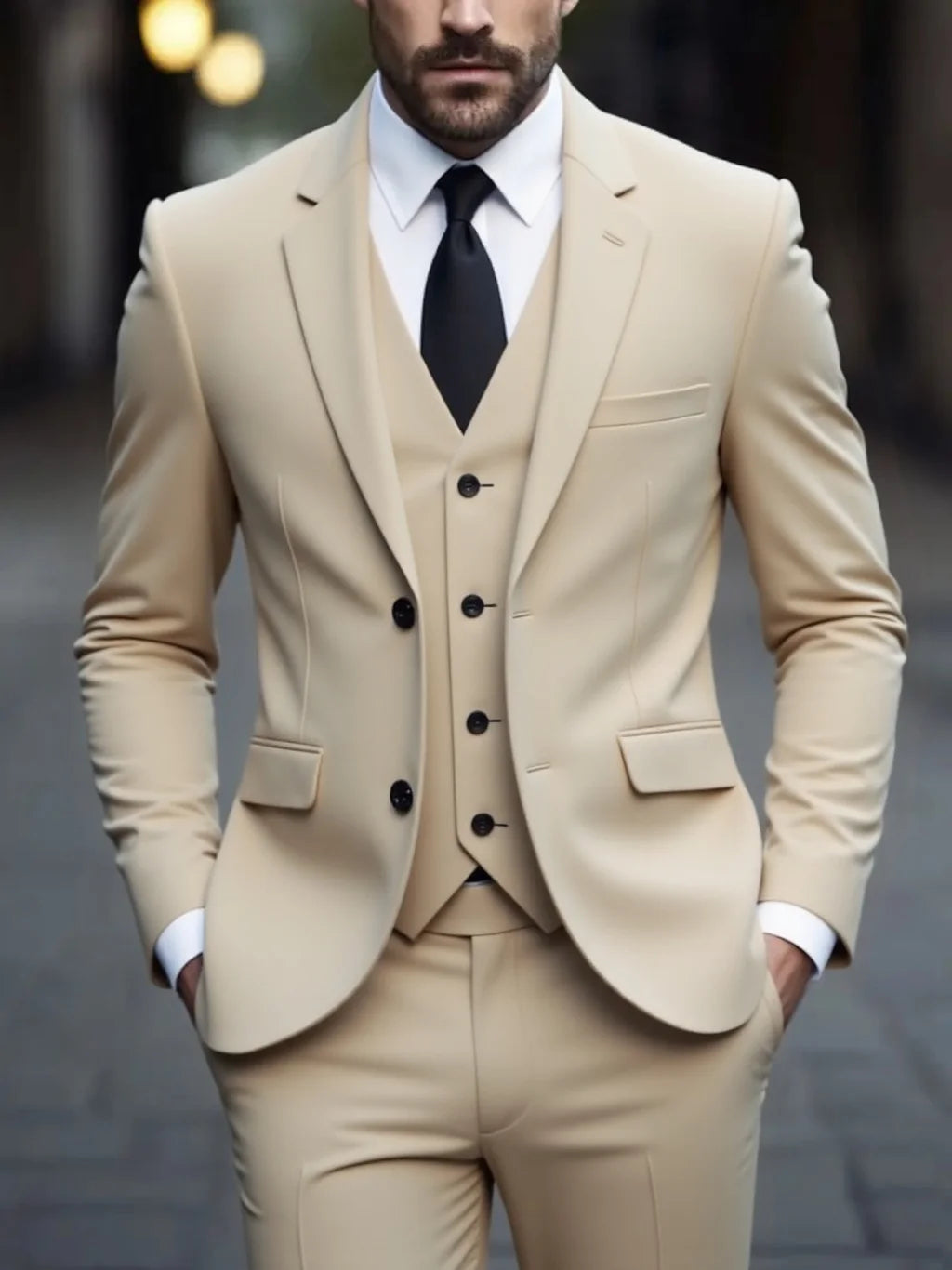 AMEHE Men’s White Anti-Stick, No-Iron 3-Piece Suit