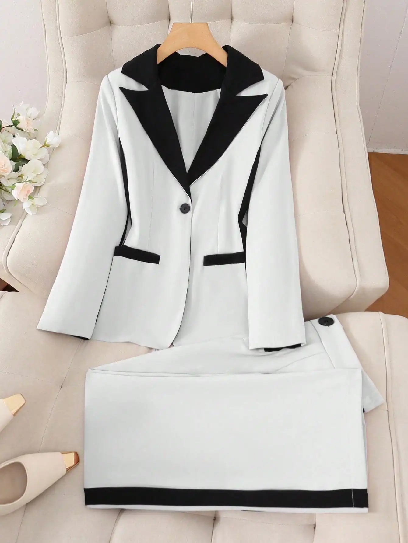AMEHE Women’s Single-Breasted 2-Piece Suit Set